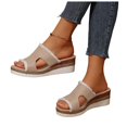 thumbnail image 1 of Platform Wedge Slip on Sandals for Women 2025 Boho Tassel Beach Casual Chunky High Heel Dressy Mules Sandals, 1 of 8