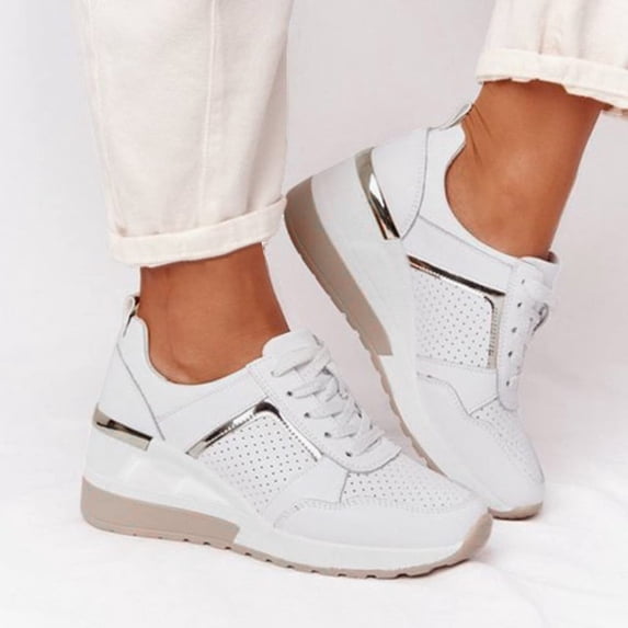 Platform Wedge Sneakers for Women Fashion Tennis Shoes Ladies Hidden Sneakers Outdoor Lace Floral Embroidery Breathable Orthopedic Sneaker for Women Comfortable Work Shoes for Casual and Daily Wear