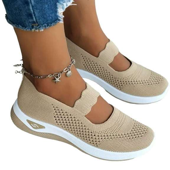 Platform Wedge Walking Shoes for Women Breathable Mesh Orthopedic Slip on Sock Loafers Nursing Sneakers