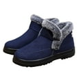 thumbnail image 1 of Platform Winter Boots for Women Slip on Suede High Top Loafers Plush Lined Snow Booties Casual Warm Comfy Outdoor Flat Walking Shoes Blue Size 8, 1 of 6