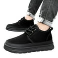 thumbnail image 1 of Platform Work Boots for Men Suede Lace up Fuzzy Ankle Snow Booties Low Top Winter Business Casual Shoes Black 10.5, 1 of 6