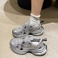 thumbnail image 1 of Platform dad shoes, women's shoes, spring and summer, silver, pink, comfortable, breathable, versatile, lightweight, sports and leisure shoes, 1 of 5