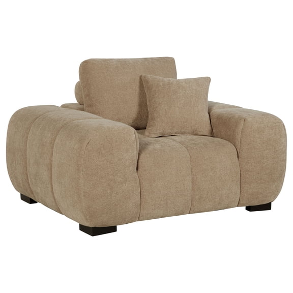 Plather Camel Upholstered Track Arm Accent Chair