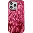 thumbnail image 1 of Plating 3D Fold Wave Pattern Soft Phone Case Compatible with iPhone Case (Red,iPhone 13), 1 of 7