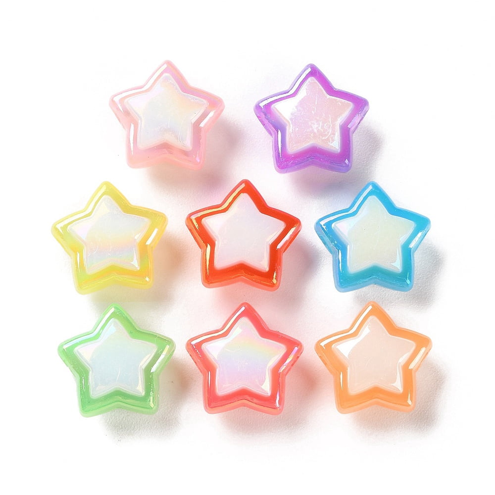 Plating Acrylic Bead AB color Plated Star 17x17.5x10.5mm Hole: 3.5mm 359pcs/500g