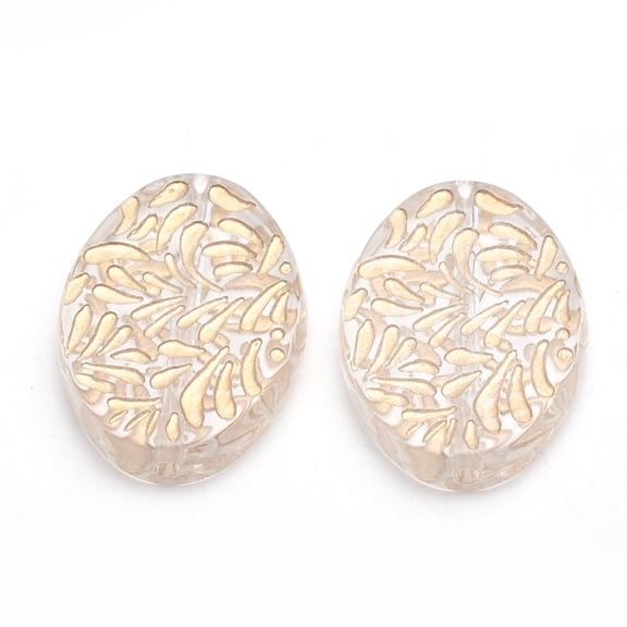 Plating Acrylic Beads Gold Blocking Oval Clear 28x20x5.5mm Hole: 1.5mm