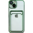 thumbnail image 1 of Plating Card Holder Wallet Clear Soft Compatible with iPhone Case (Green,iPhone 14 Pro), 1 of 6