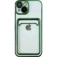 thumbnail image 1 of Plating Card Holder Wallet Clear Soft Compatible with iPhone Case (Green,iPhone 14 Pro), 1 of 6