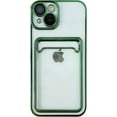 thumbnail image 1 of Plating Card Holder Wallet Clear Soft Compatible with iPhone Case (Green,iPhone Xr), 1 of 6