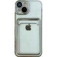 thumbnail image 1 of Plating Card Holder Wallet Clear Soft Compatible with iPhone Case (Silver,iPhone 12 Pro Max), 1 of 5