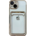 thumbnail image 1 of Plating Card Holder Wallet Clear Soft Compatible with iPhone Case (Silver,iPhone 14 Plus), 1 of 5