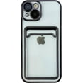 thumbnail image 1 of Plating Card Holder Wallet Clear Soft Compatible with iPhone Case (Silver,iPhone 14 Plus), 1 of 5