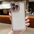 thumbnail image 1 of Plating Case for iPhone 12 Pro Max 6.7 inch, Clear TPU Back Cute Luxury Frame Transparent with Camera Lens Protector Slim Thin Lightweight Phone Cover for Apple iPhone 12 Pro Max, Pink, 1 of 7