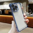 thumbnail image 1 of Plating Case for iPhone 13 Pro Max 6.7 inch, Clear TPU Back Cute Luxury Frame Transparent with Camera Lens Protector Slim Thin Lightweight Phone Cover for Apple iPhone 13 Pro Max, Blue, 1 of 7