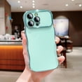 thumbnail image 1 of Plating Case for iPhone 14 Pro Max, Fashion Slim Electroplate Wave Edge Bumper Case with Full Camera Lens Protector Solid Color Reinforced Corners Shockproof Cover for iPhone 14 Pro Max, Green, 1 of 10