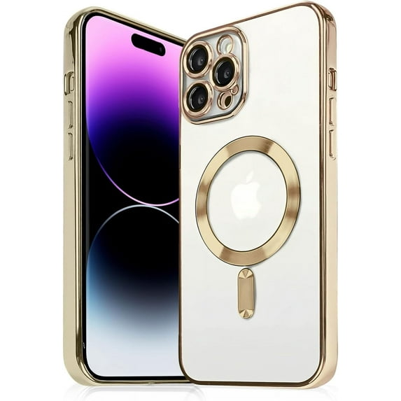 Plating Case for iPhone 15 with Camera Lens Protector,Anti-Scratch Shockproof Slim Protective Case, Ideal for Women and Men,Compatible for iPhone 15, Gold
