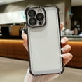 thumbnail image 1 of Plating Case for iPhone 15 Pro Max 6.7 inch, Clear TPU Back Cute Luxury Frame Transparent with Camera Lens Protector Slim Thin Lightweight Phone Cover for Apple iPhone 15 Pro Max, Black, 1 of 11