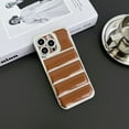 thumbnail image 1 of Plating Down Jacket Phone Case for iPhone 14 Plus, Drop Protection Bumper Puffer Cover, Shockproof Lightweight Luxury Ultra Slim Anti-Slip Men Women Cover for iPhone 14 Plus - Brown, 1 of 6