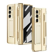 Plating Full-Body Case for Samsung Galaxy Z Fold 7, with S Pen Holder & Built-in Screen Protector & Hinge Protection, Kickstand Phone Case   Stylus for Samsung Galaxy Z Fold 7,
Gold