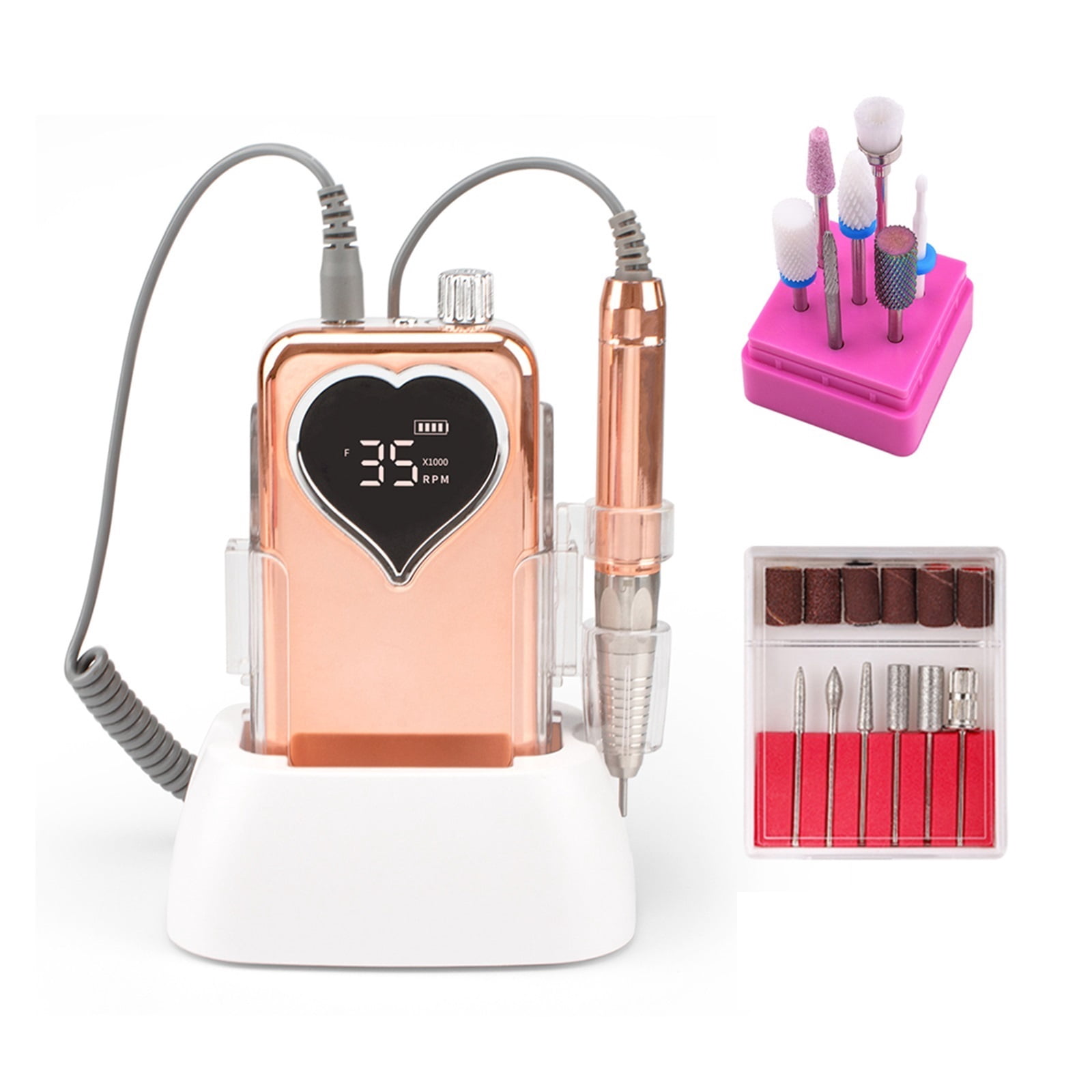 Plating Gold Brushless Cordless Electric Nail Drill Machine 35000rpm Drill Set For Manicure Rechargeable Wireless Drill E File ,Low Noise