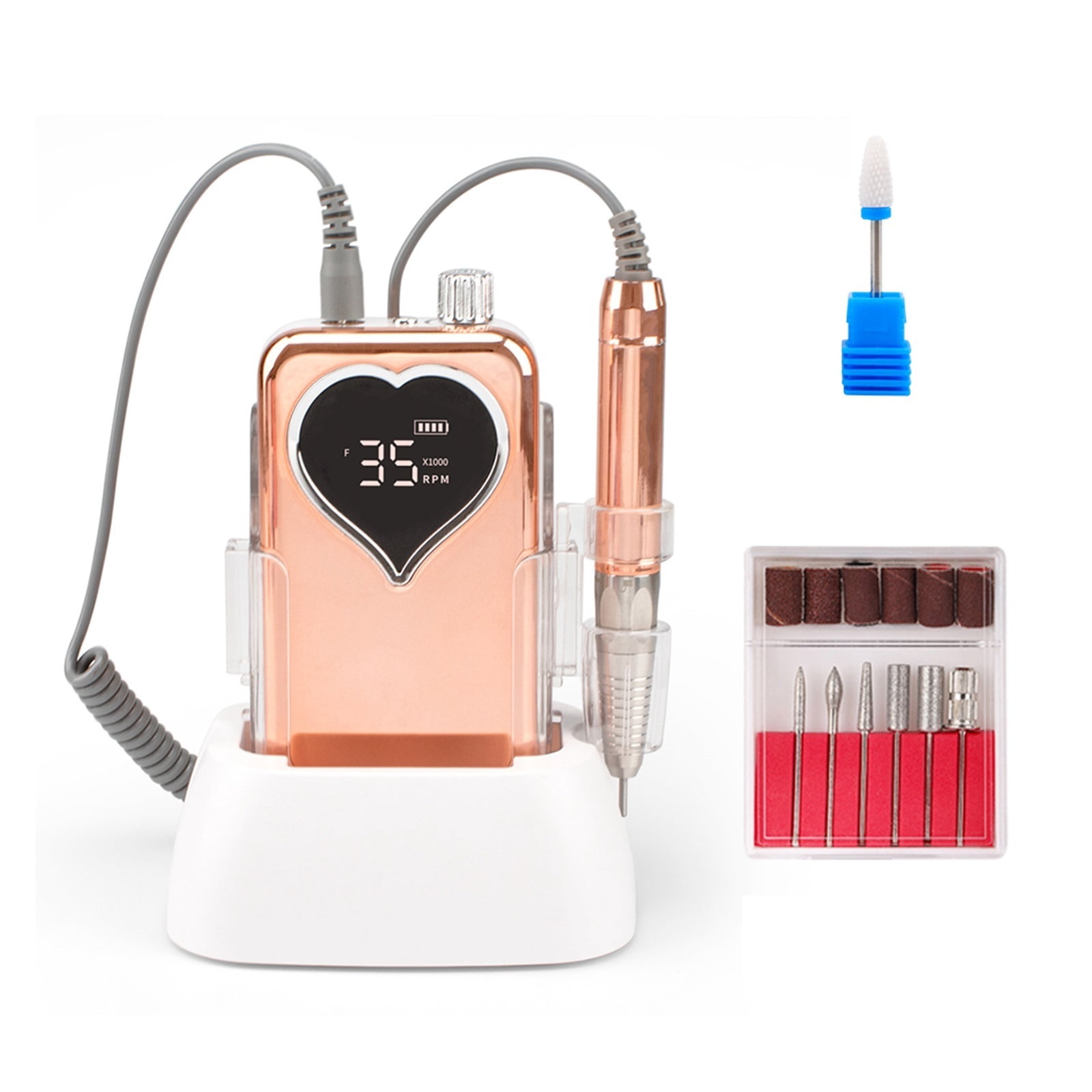 Plating Gold Brushless Cordless Electric Nail Drill Machine 35000rpm Drill Set For Manicure Rechargeable Wireless Drill E File ,Low Noise