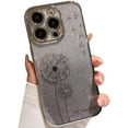 thumbnail image 1 of Plating Gradient Glitter Dandelion Bling Diamond Soft Case for iPhone Compatible with iPhone 14 Pro Max, Silver, 1 of 9