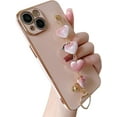 thumbnail image 1 of Plating Love Heart Wrist Strap Chain Bracelet Soft Compatible with iPhone Case for Women Girls (Pink,iPhone 12 Pro Max), 1 of 6