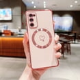 thumbnail image 1 of Plating Magnetic Case for Samsung Galaxy S20 FE, Compatible with MagSafe Wireless Charging Slim Lightweight Cover, Fashion Cute Love Hearts Pattern Lens Protection Case for Girls Women,Pink, 1 of 1