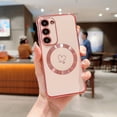 thumbnail image 1 of Plating Magnetic Case for Samsung Galaxy S23, Compatible with MagSafe Wireless Charging Slim Lightweight Cover, Fashion Cute Love Hearts Pattern Lens Protection Case for Girls Women,Pink, 1 of 5