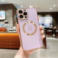 thumbnail image 1 of Plating Magnetic Case for iPhone 14 Pro, Compatible with MagSafe Wireless Charging Slim Lightweight Cover, Fashion Cute Love Hearts Pattern Lens Protection Case for Girls Women,Purple, 1 of 1
