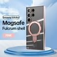 thumbnail image 1 of Plating Magnetic Shockproof for Samsung Galaxy S24 Case, [Compatible with MagSafe] With Lens Film Built-in Foldable Stand Slim Yet Protective Phone Case Cover for S24, Rosegold, 1 of 9