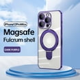 thumbnail image 1 of Plating Magnetic Shockproof for iPhone 12 Pro Max Case, [Compatible with MagSafe] With Lens Film Built-in Foldable Stand Slim Yet Protective Phone Case Cover for iPhone 12 Pro Max, Darkpurple, 1 of 11