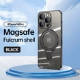 thumbnail image 1 of Plating Magnetic Shockproof for iPhone 14 Pro Case, [Compatible with MagSafe] With Lens Film Built-in Foldable Stand Slim Yet Protective Phone Case Cover for iPhone 14 Pro, Black, 1 of 11