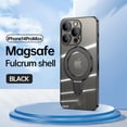 thumbnail image 1 of Plating Magnetic Shockproof for iPhone 14 Pro Max Case, [Compatible with MagSafe] With Lens Film Built-in Foldable Stand Slim Yet Protective Phone Cover for iPhone 14 Pro Max, Black, 1 of 11