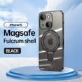 thumbnail image 1 of Plating Magnetic Shockproof for iPhone 15 Case, [Compatible with MagSafe] With Lens Film Built-in Foldable Stand Slim Yet Protective Phone Case Cover for iPhone 15, Black, 1 of 9