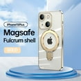 thumbnail image 1 of Plating Magnetic Shockproof for iPhone 15 Plus Case, [Compatible with MagSafe] With Lens Film Built-in Foldable Stand Slim Yet Protective Phone Case Cover for iPhone 15 Plus, Gold, 1 of 9