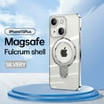 thumbnail image 1 of Plating Magnetic Shockproof for iPhone 15 Plus Case, [Compatible with MagSafe] With Lens Film Built-in Foldable Stand Slim Yet Protective Phone Case Cover for iPhone 15 Plus, Silver, 1 of 9