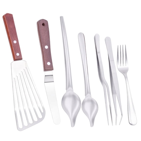 Plating Tool Set, Food Grade Stainless Steel 7-Piece Kitchen Decorating Kit, for Culinary Sauce Drawing Pastry Baking Restaurant Home Cooking Garnish Presentation Cake Decorating