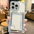 thumbnail image 1 of Plating Transparent Wallet Phone Case for iPhone 12 Pro Max, Clear Card Slot Slim Fit Protective Soft TPU Shockproof Wallet Back Cover with Cute Card Holder Pocket for iPhone 12 Pro Max, Silver, 1 of 9