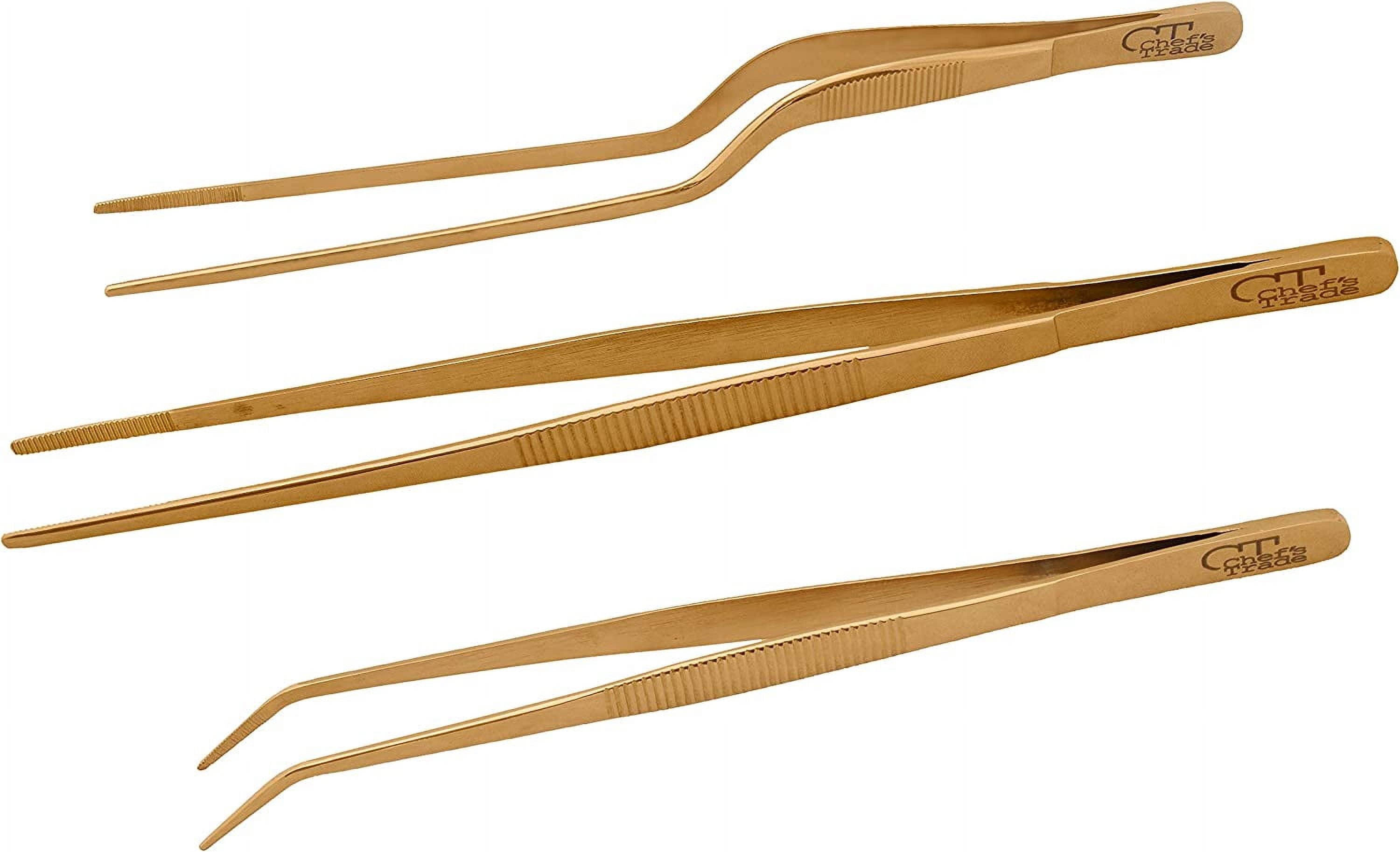 Plating Tweezers/Tongs, Precision Stainless Steel Kitchen Culinary Tweezers 3PCs Set