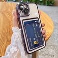 thumbnail image 1 of Plating Wallet for iPhone 14 Case, Bling Glitter Diamond Card Holder Camera Protection Luxury Cover + 2* Screen Protector, Card Slot Case Elegant iPhone 14 Phone Case -Purple, 1 of 6