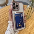 thumbnail image 1 of Plating Wallet for iPhone 14 Pro Max Case, Bling Glitter Diamond Card Holder Camera Protection Luxury Cover + 2* Screen Protector, Card Slot Case Elegant iPhone 14 Pro Max Phone Case -Pink, 1 of 12