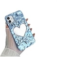 thumbnail image 1 of Plating Water Ripple Folds Love Heart Mirror Phone Case Compatible with iPhone Case (Blue,iPhone 15 Plus), 1 of 6
