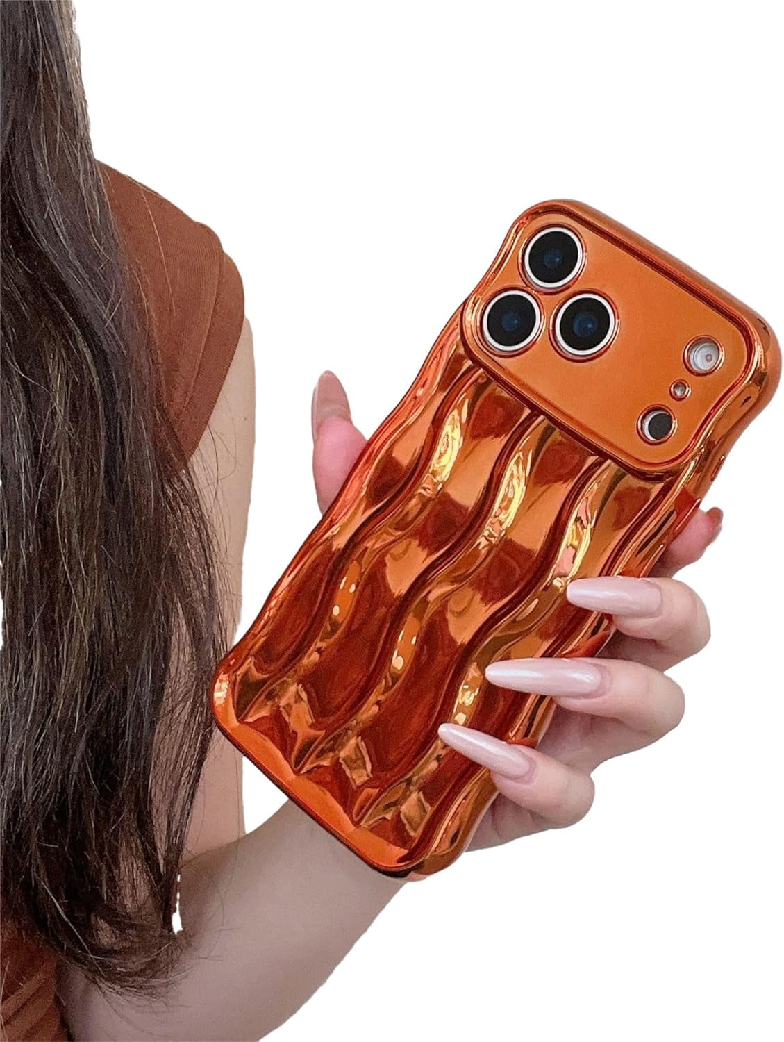Plating Water Ripple Wavy Frame Phone Case for iPhone (iPhone 16 Pro ...
