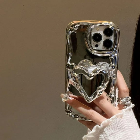 Plating love mirror stand silicone soft phone case for iPhone 14 13 12 11 pro Max X Xs XR 14 plus camera protective back cover