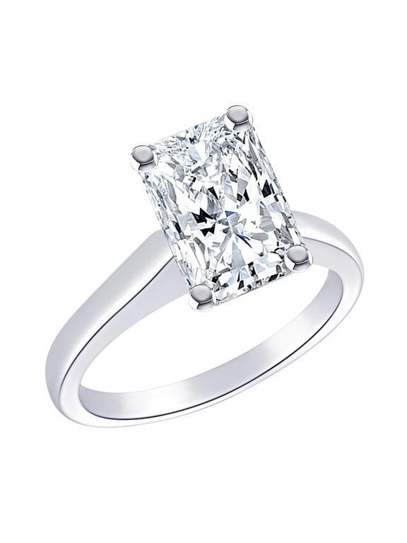 Platinum 1.75 Carat Lab Grown Solitaire Radiant Cut Cathedral IGI Certified Diamond Engagement Ring (1.75 Ct,H-I VS2-SI1