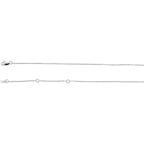 Platinum 1mm Adjustable Sparkle-Cut Cable Necklace 16-18 Inch Chain Chain Necklace for Women and Men