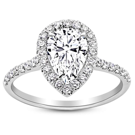 Platinum 2.5 Carat LAB GROWN IGI CERTIFIED DIAMOND Halo Pear Cut ...