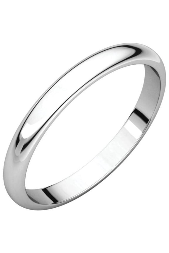 Platinum 2.5mm Half Round Band - Size 7.5