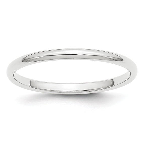 Platinum 2mm Half-Round Wedding Band - Size 8